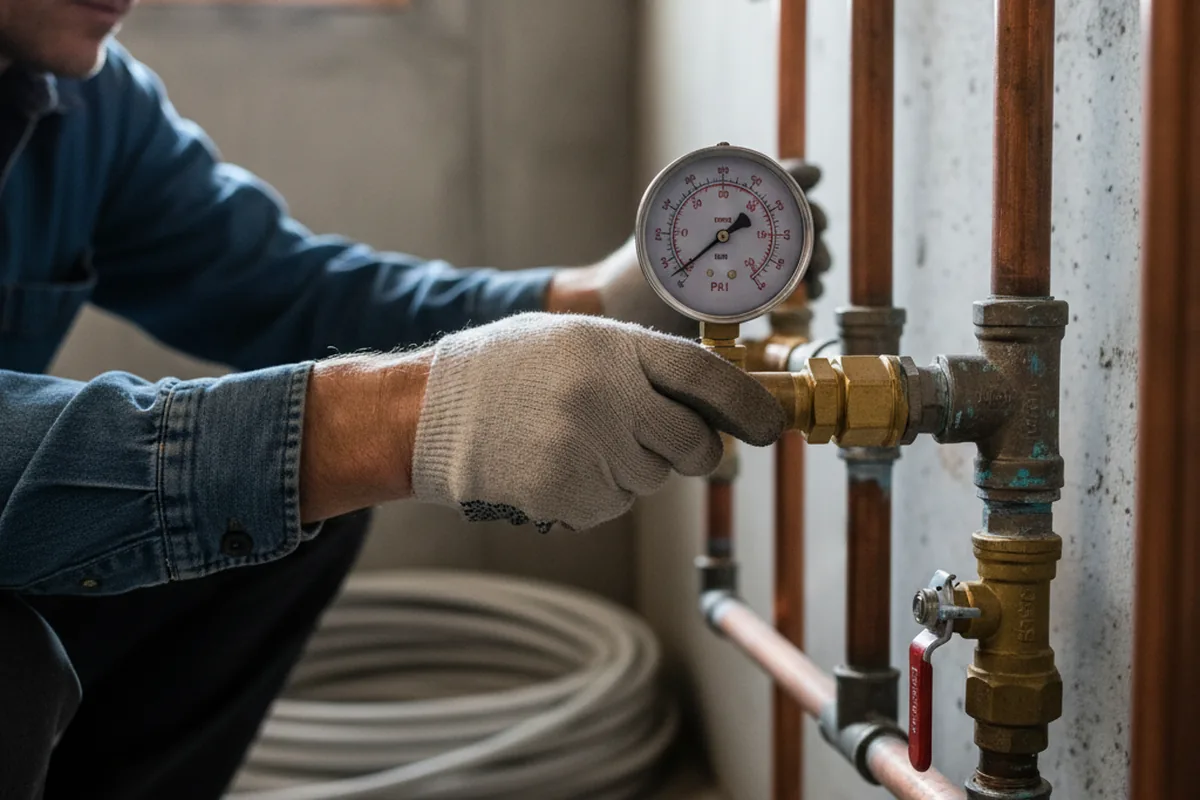Pressure testing a repaired line during Water Line Repair in Gila Bend
